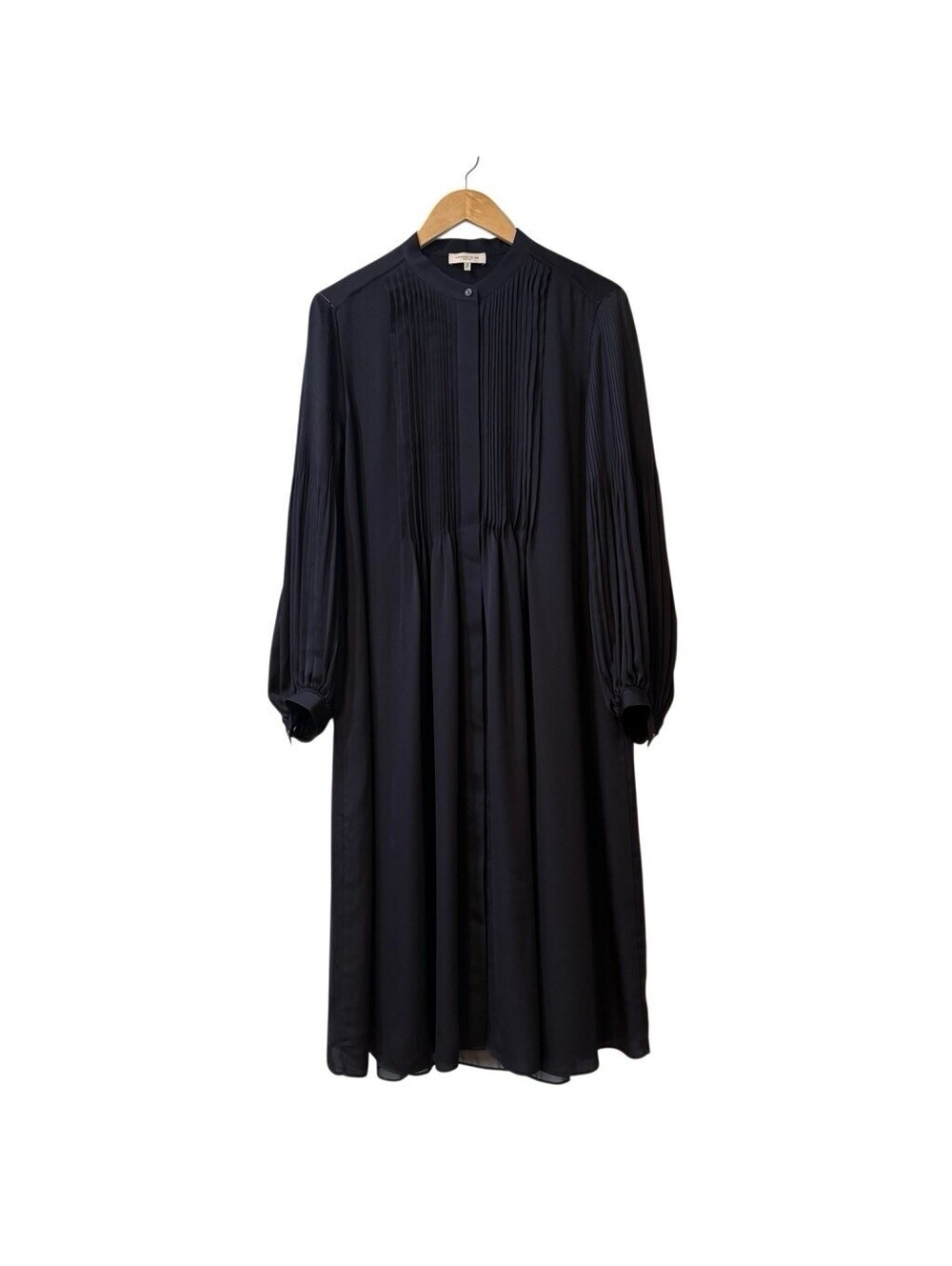 Lafayette 148 New York Layla Midi Dress Size Medium In Satin Navy